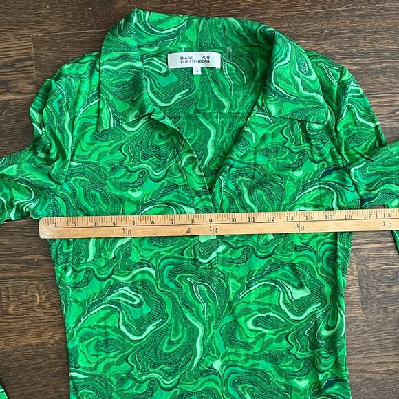 Diane Von Furstenberg Mackenzie Mesh Top-Marble Billiard Green-Medium - Picture 9 of 11